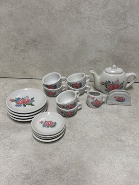 18 piece miniature Floral Ceramic Tea Set